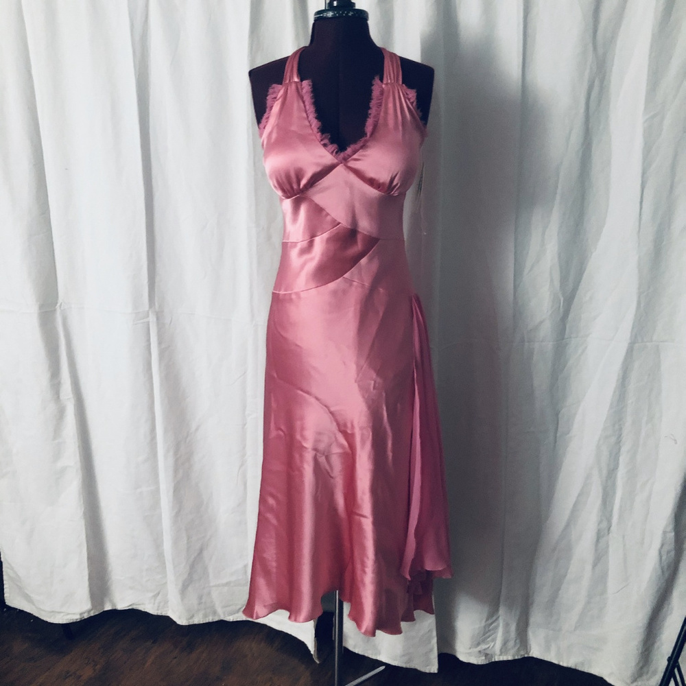 ISSUE Fine Silk Satin Formal Party Dress Halter